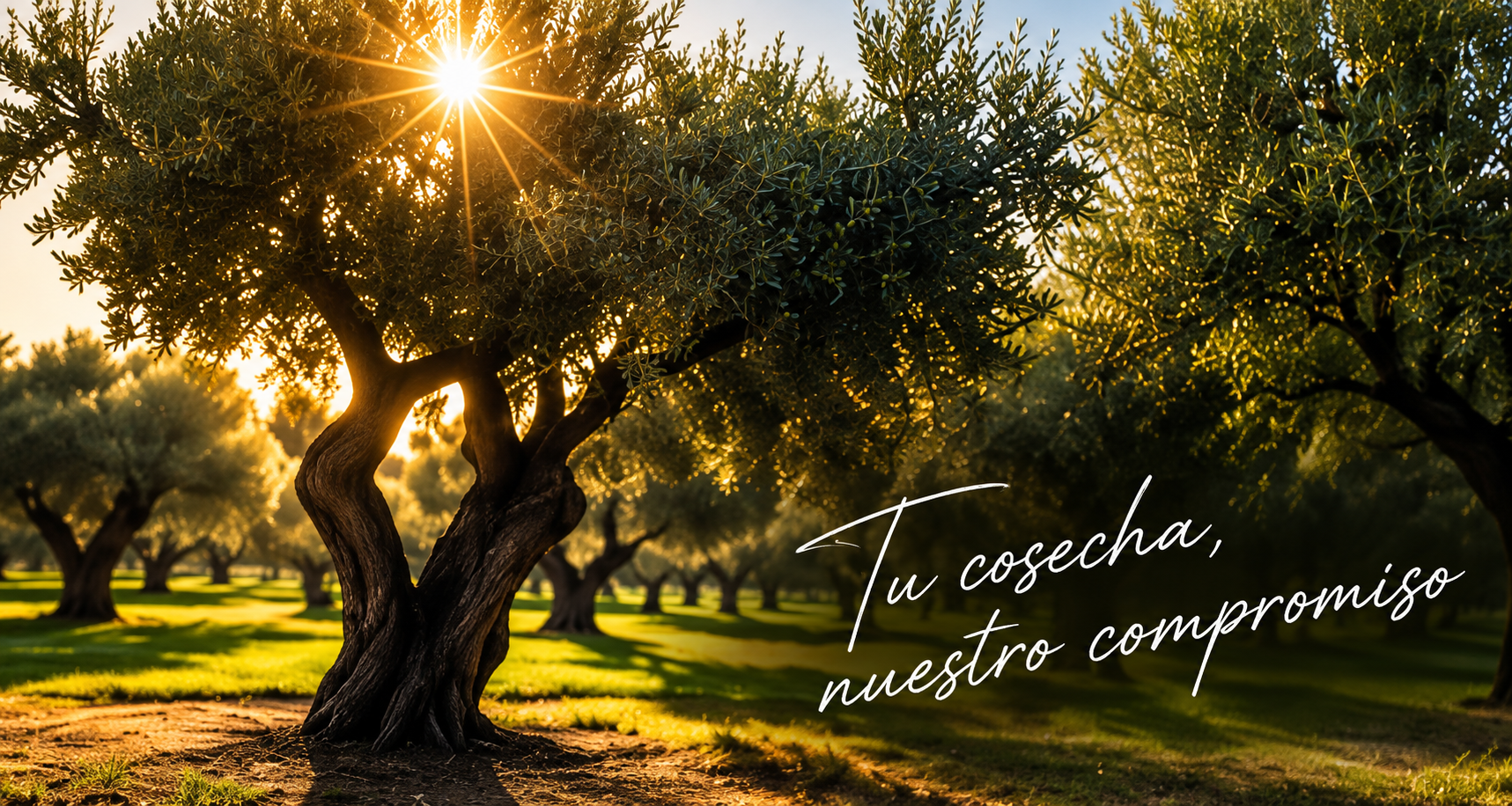 Tu cosecha, nuestro compromiso: olivar al atardecer